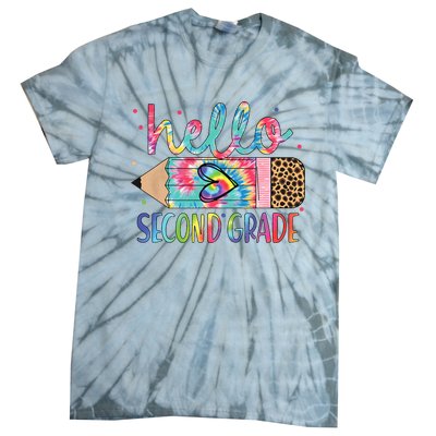 Back To School Hello Second 2nd Grade Leopard Tie Dye Pencil Tie-Dye T-Shirt