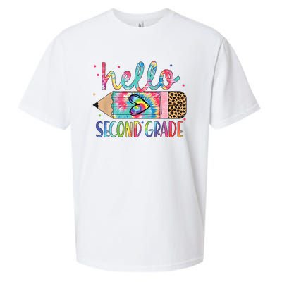 Back To School Hello Second 2nd Grade Leopard Tie Dye Pencil Sueded Cloud Jersey T-Shirt