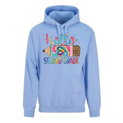 Back To School Hello Second 2nd Grade Leopard Tie Dye Pencil Unisex Surf Hoodie