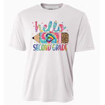 Back To School Hello Second 2nd Grade Leopard Tie Dye Pencil Cooling Performance Crew T-Shirt