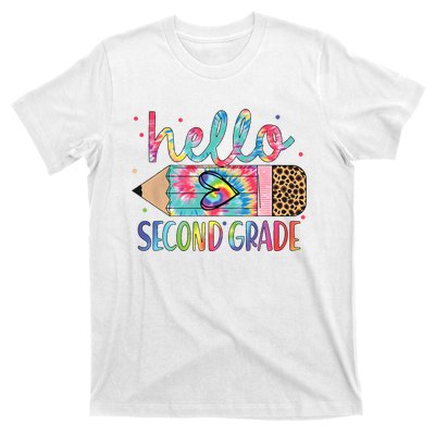 Back To School Hello Second 2nd Grade Leopard Tie Dye Pencil T-Shirt