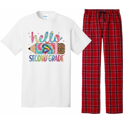 Back To School Hello Second 2nd Grade Leopard Tie Dye Pencil Pajama Set