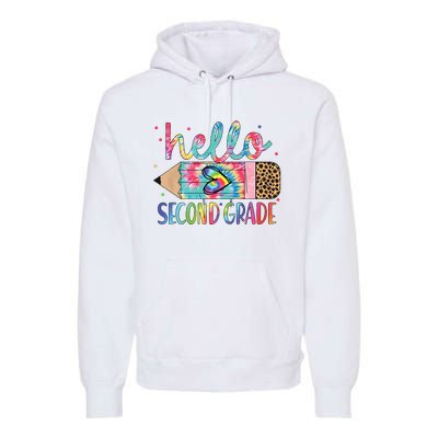 Back To School Hello Second 2nd Grade Leopard Tie Dye Pencil Premium Hoodie