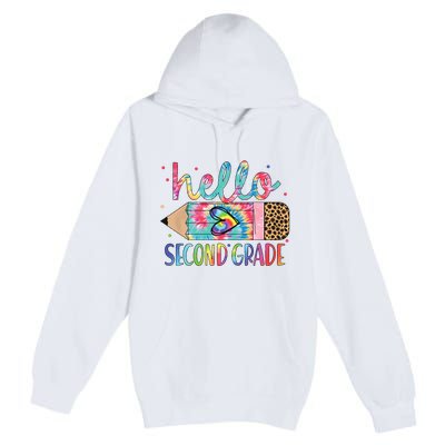 Back To School Hello Second 2nd Grade Leopard Tie Dye Pencil Premium Pullover Hoodie