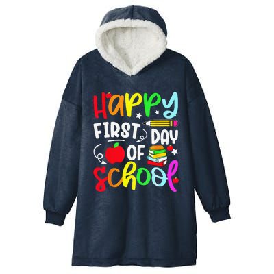 Back To School Happy First Day Of School Teacher Student Hooded Wearable Blanket