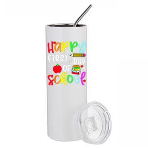 Back To School Happy First Day Of School Teacher Student Stainless Steel Tumbler