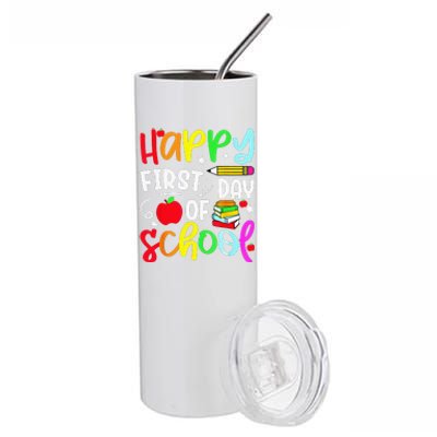 Back To School Happy First Day Of School Teacher Student Stainless Steel Tumbler