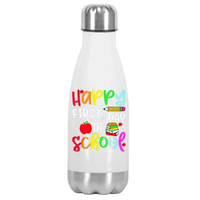 Back To School Happy First Day Of School Teacher Student Stainless Steel Insulated Water Bottle