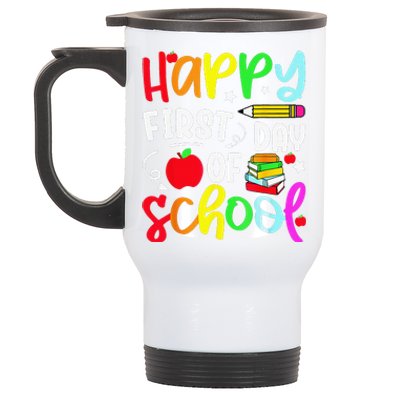 Back To School Happy First Day Of School Teacher Student Stainless Steel Travel Mug