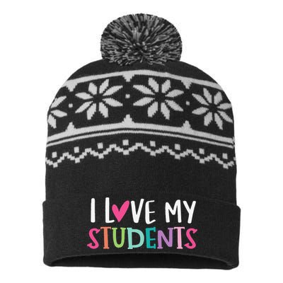 Back To School I Love My Students Teachers Women USA-Made Snowflake Beanie