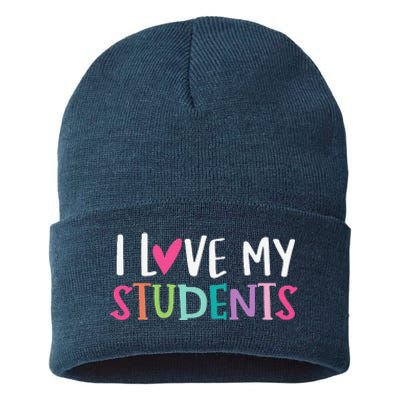 Back To School I Love My Students Teachers Women Sustainable Knit Beanie