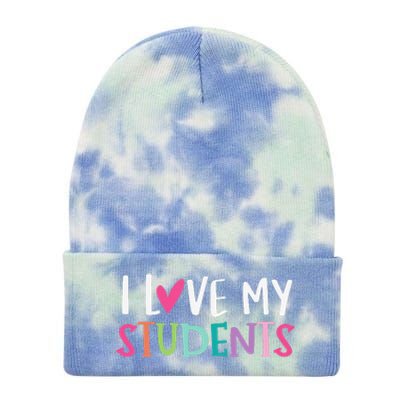 Back To School I Love My Students Teachers Women Tie Dye 12in Knit Beanie