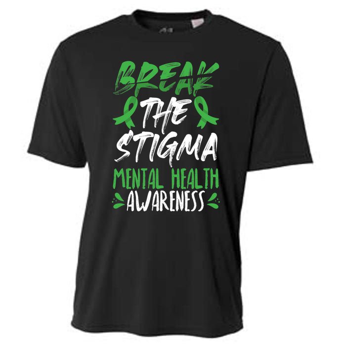 Break The Stigma Green Mental Health Awareness Cooling Performance Crew T-Shirt