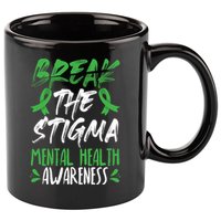 Break The Stigma Green Mental Health Awareness 11oz C Handle Ceramic Mug