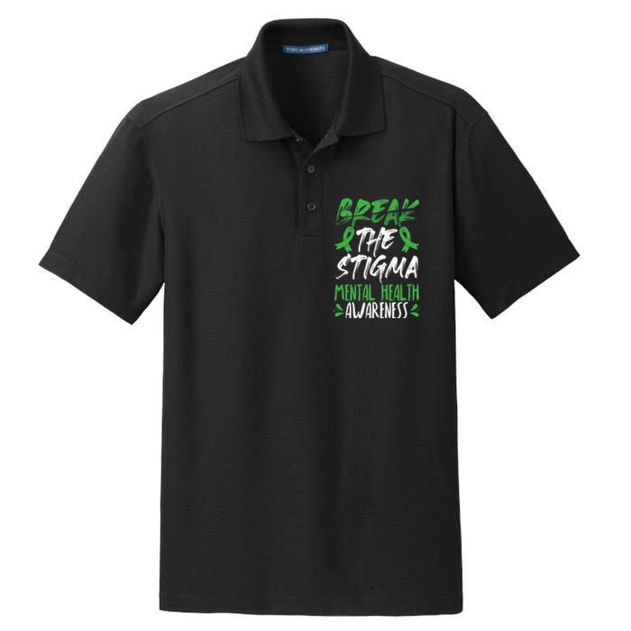 Break The Stigma Green Mental Health Awareness Dry Zone Grid Polo