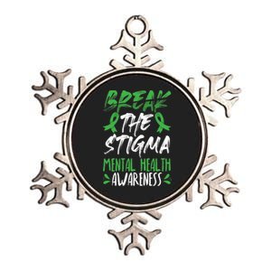 Break The Stigma Green Mental Health Awareness Metallic Star Ornament