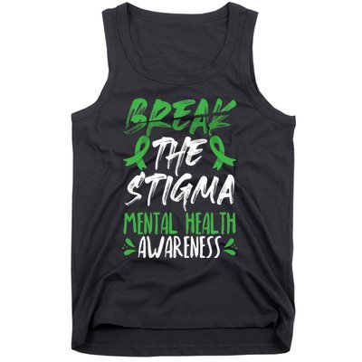 Break The Stigma Green Mental Health Awareness Tank Top