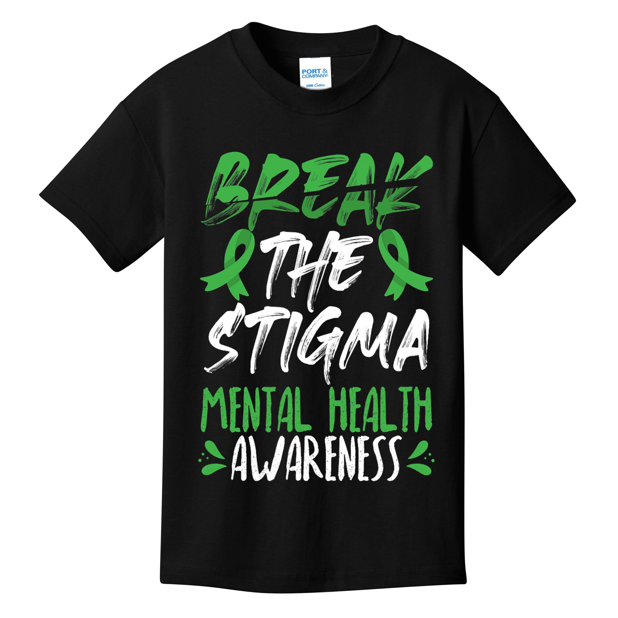 Break The Stigma Green Mental Health Awareness Kids T-Shirt