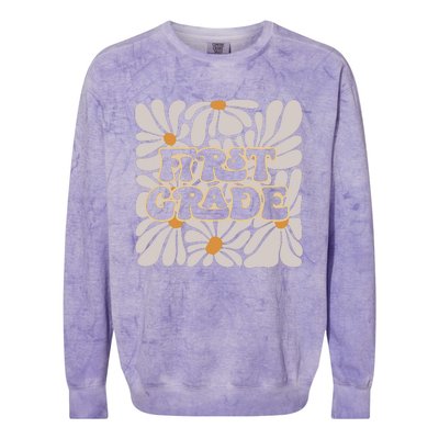 Back To School First Grade Colorblast Crewneck Sweatshirt