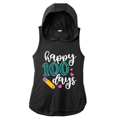 Back To School 100 Days Of School Ladies PosiCharge Tri-Blend Wicking Draft Hoodie Tank