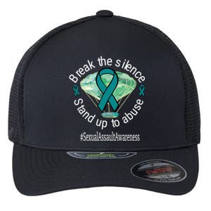 Break The Silence Sexual Assault Awareness Watercolor Gift Flexfit Unipanel Trucker Cap