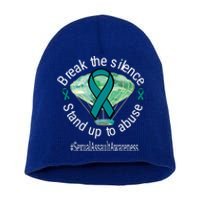 Break The Silence Sexual Assault Awareness Watercolor Gift Short Acrylic Beanie