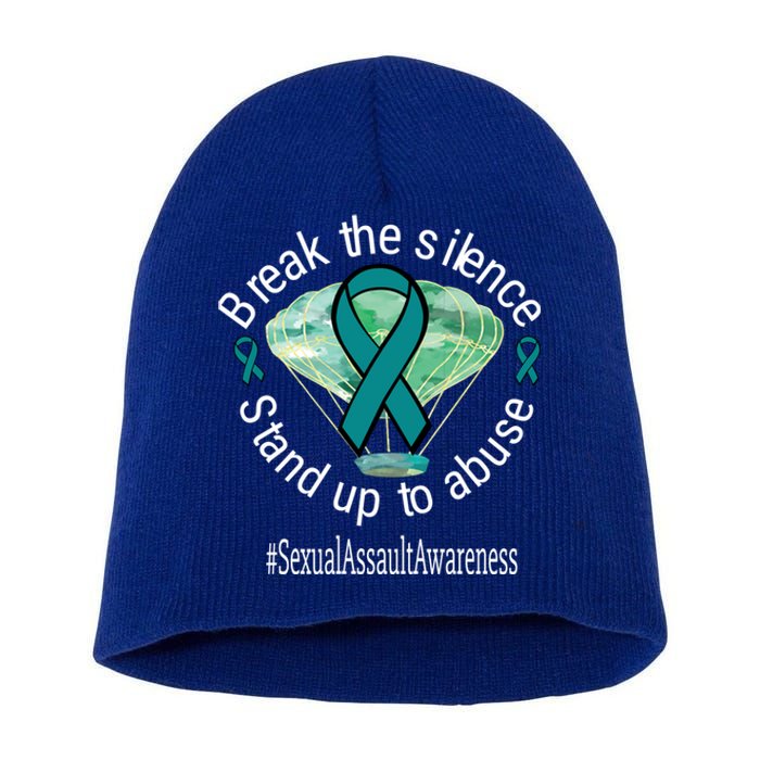 Break The Silence Sexual Assault Awareness Watercolor Gift Short Acrylic Beanie