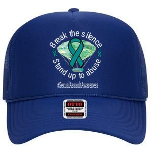 Break The Silence Sexual Assault Awareness Watercolor Gift High Crown Mesh Back Trucker Hat