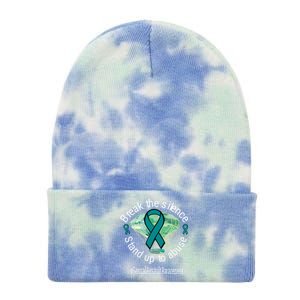 Break The Silence Sexual Assault Awareness Watercolor Gift Tie Dye 12in Knit Beanie