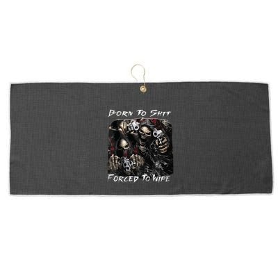 Born To Shit Forced To Wipe Funny Meme Large Microfiber Waffle Golf Towel
