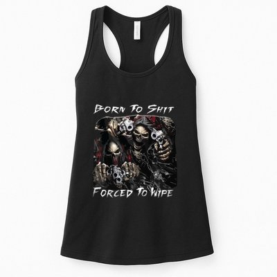 Born To Shit Forced To Wipe Funny Meme Womens Tank Top
