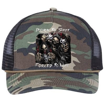 Born To Shit Forced To Wipe Funny Meme Retro Rope Trucker Hat Cap