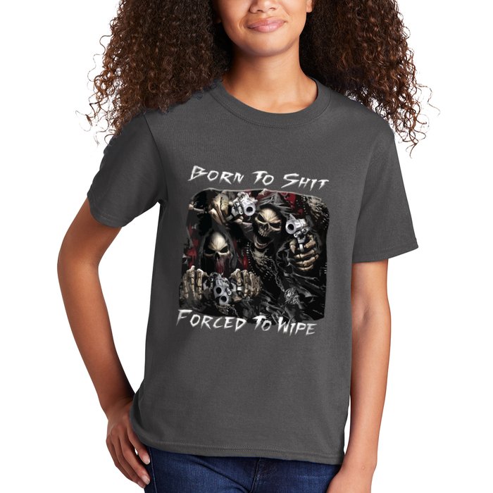 Born To Shit Forced To Wipe Funny Meme Kids T-Shirt