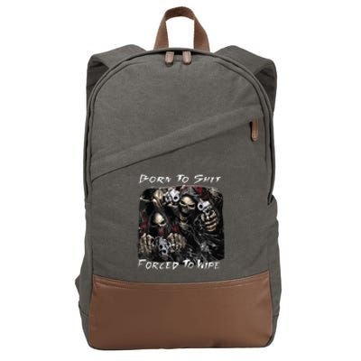 Born To Shit Forced To Wipe Funny Meme Cotton Canvas Backpack