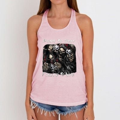 Born To Shit Forced To Wipe Funny Meme Women's Knotted Racerback Tank