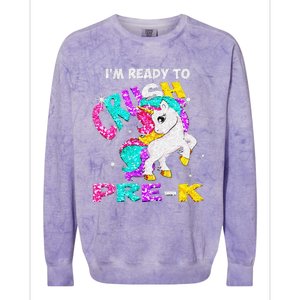 Back To School Im Ready To Crush PreK Unicorn Colorblast Crewneck Sweatshirt