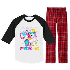 Back To School Im Ready To Crush PreK Unicorn Raglan Sleeve Pajama Set