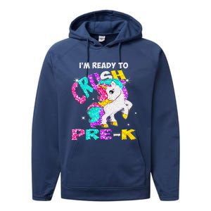 Back To School Im Ready To Crush PreK Unicorn Performance Fleece Hoodie