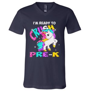 Back To School Im Ready To Crush PreK Unicorn V-Neck T-Shirt