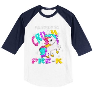 Back To School Im Ready To Crush PreK Unicorn Baseball Sleeve Shirt