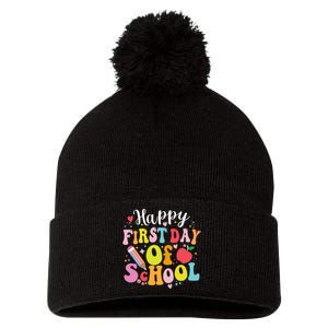 Back To School Teacher Student Happy First Day Of School Pom Pom 12in Knit Beanie