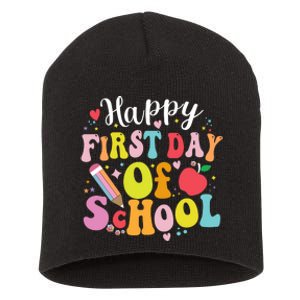 Back To School Teacher Student Happy First Day Of School Short Acrylic Beanie