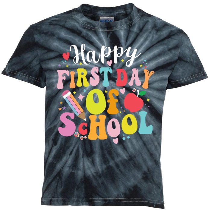 Back To School Teacher Student Happy First Day Of School Kids Tie-Dye T-Shirt