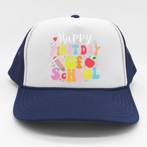 Back To School Teacher Student Happy First Day Of School Trucker Hat