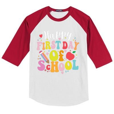 Back To School Teacher Student Happy First Day Of School Kids Colorblock Raglan Jersey