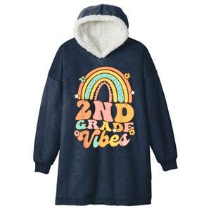 Back To School Second Grade Vibes Student Teacher Rainbow Hooded Wearable Blanket