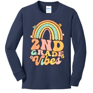 Back To School Second Grade Vibes Student Teacher Rainbow Kids Long Sleeve Shirt