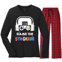 Back To School Game On 5th Grade Funny Gamer Women's Long Sleeve Flannel Pajama Set 