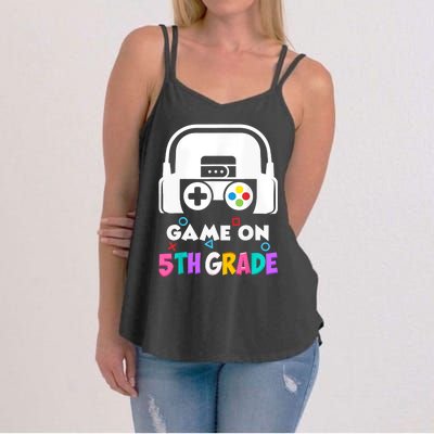 Back To School Game On 5th Grade Funny Gamer Women's Strappy Tank