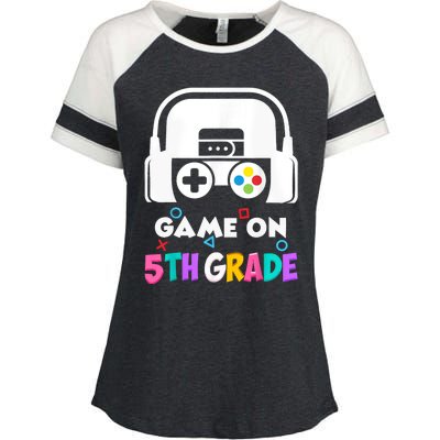 Back To School Game On 5th Grade Funny Gamer Enza Ladies Jersey Colorblock Tee